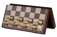 Szachy magnetyczne drewniane 31 cm (orzech/klon) intarsjowane